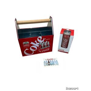 3 Vintage Coca-Cola Items Puzzle Utensil Holder Mini-Sign